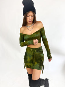 Cargo Mini Skirt in Marbled Moss