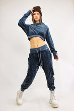 Velour Crop Mogul Hoodie in Steele