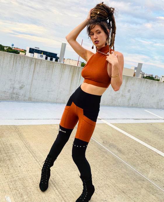 Lost Girl Leggings 2 tone Rust Brown
