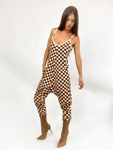 WKNDR jumpsuits In Neutral Checks and rib knit (Small)