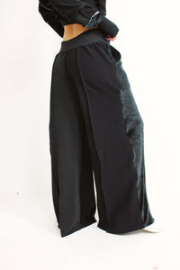 1/1 black patchwork monochrome pants (small)