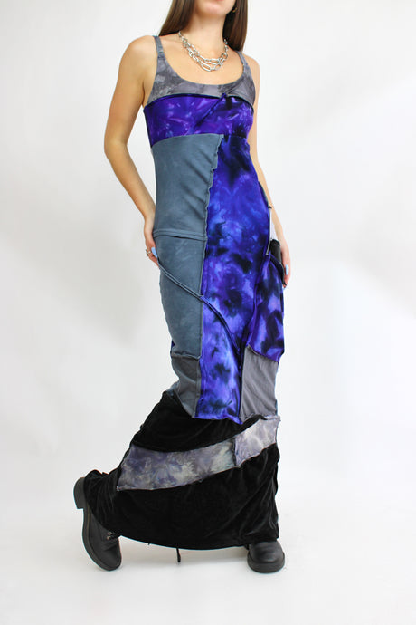 Electric storm Patchwork maxi dress (large)