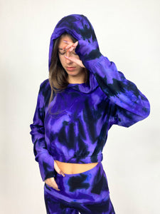 Cropped lounge hoodie in ‘Mystic Violet’ (small)