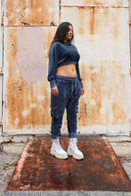 Velour Crop Mogul Hoodie in Steele