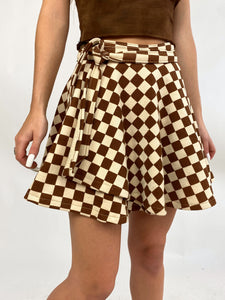 High Society Wrap Skirt in Nuetral Checks (small)