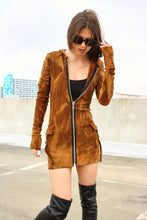 Man Eater Zip up Mini Dress in ‘Nutmeg’