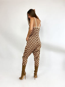 WKNDR jumpsuits In Neutral Checks and rib knit (Small)
