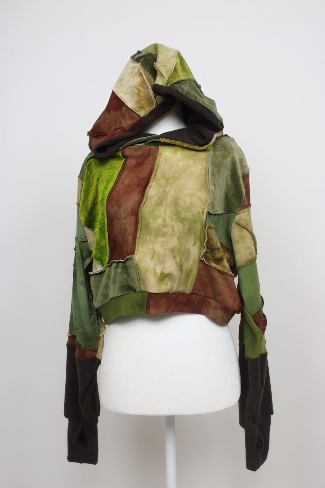 1/1 forest fae patchwork crop hoodie (large)