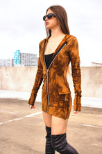 Man Eater Zip up Mini Dress in ‘Nutmeg’