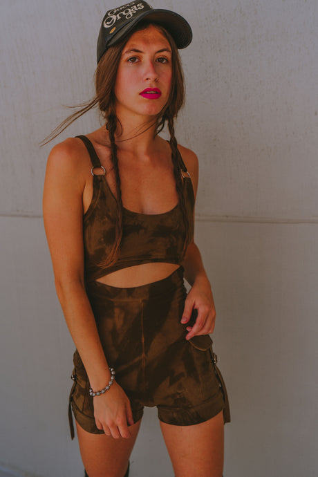 Cargo Playsuit in ‘Espresso Brown’