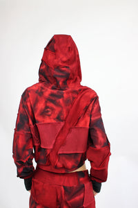 ‘Seeing Red’ patchwork hoodie (medium)