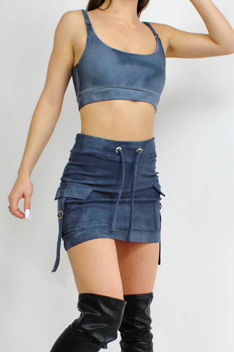 Cargo pocket mini skirt in Steele