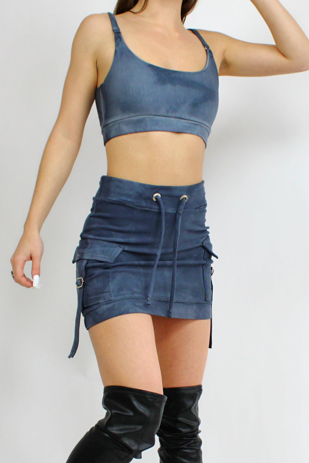 Cargo pocket mini skirt in Steele