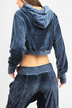 Velour Crop Mogul Hoodie in Steele