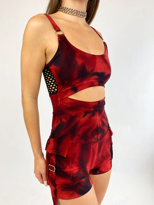 Cargo Pocket Playsuit in ‘Cherry Bomb’