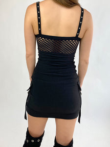 Cargo mini Dress in Solid Black