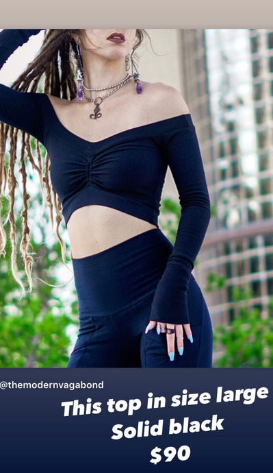 Large black equinox crop top