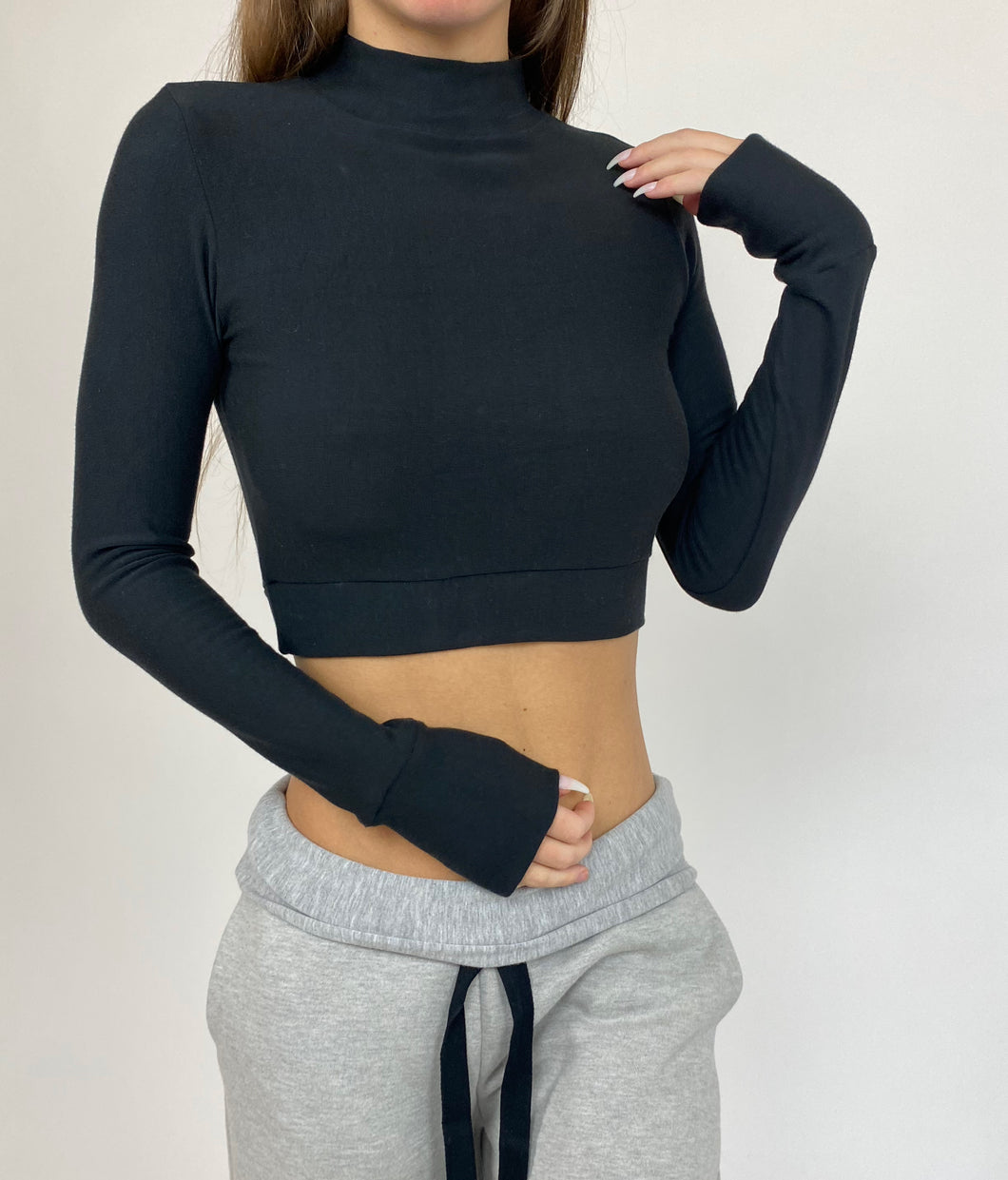 Lightweight black mock neck (small)