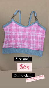 Small pink and grey crop + grey pocket short