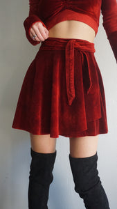 Red velour high society skirt medium