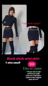 Black xs cinch mini skirt