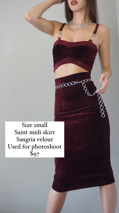 2 pieces - small sangria saint midi and medium bell fleece mogul jogger w rhinestone drawstring