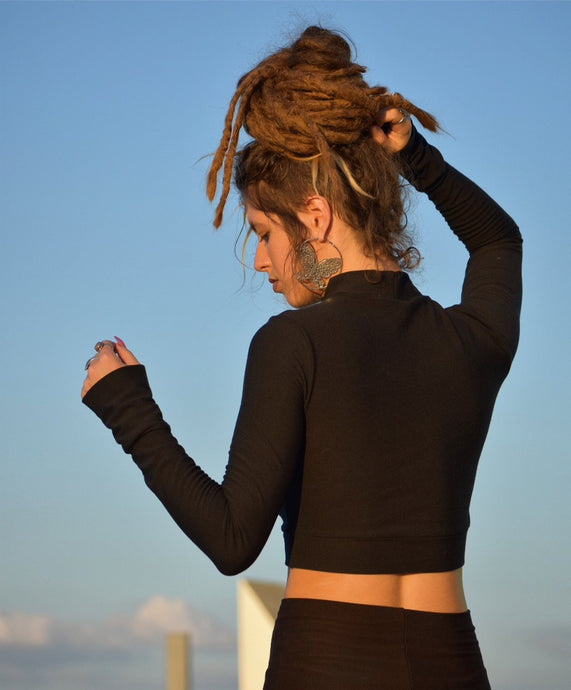 Medium mock neck crop top