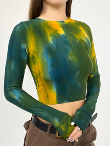Light weight cropped long sleeve in ‘Serpentine’ (Small)