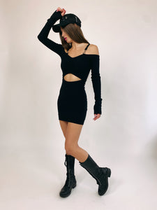 Solid Black Rebel Mini Dress