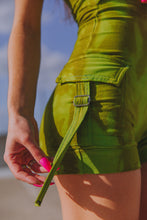 Cargo Pocket Playsuit in ‘Sour Apple’